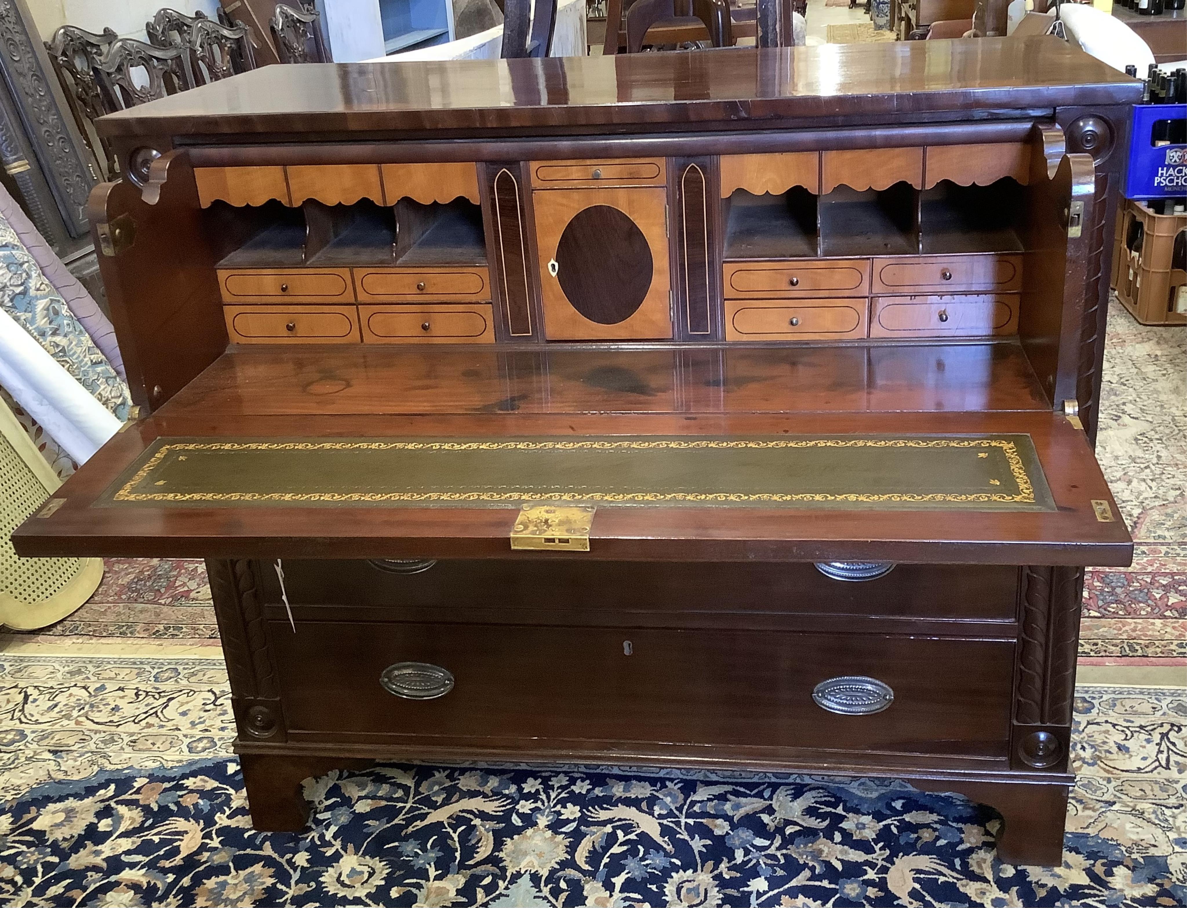 A George IV mahogany secretaire chest, width 120cm, depth 54cm, height 106cm